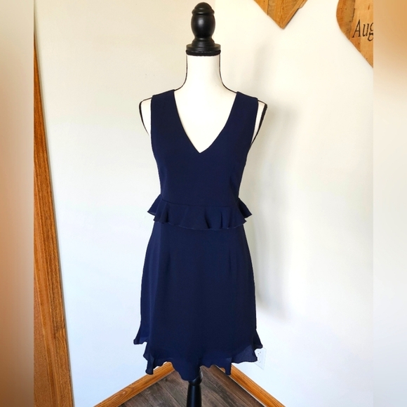 NWT Charles Henry Navy Ruffle Dress - Picture 1 of 5